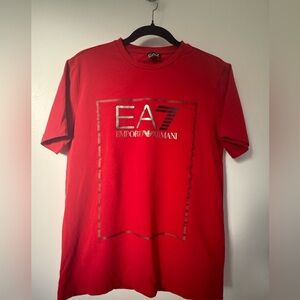 Emporio Armani EA7 Red Short-Sleeve Logo Tee